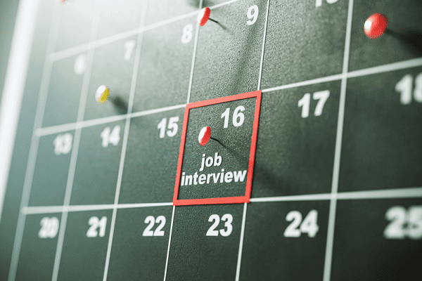 stock image of a calendar with the words job interview